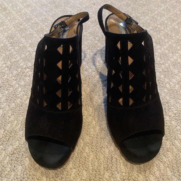 Halogen by Nordstrom Black Slingback Peep Toe Chunky Heels - Picture 2 of 4